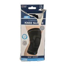 Copper Fit Ice Knee Compression Sleeve Infused with Menthol and CoQ10 L/XL Black