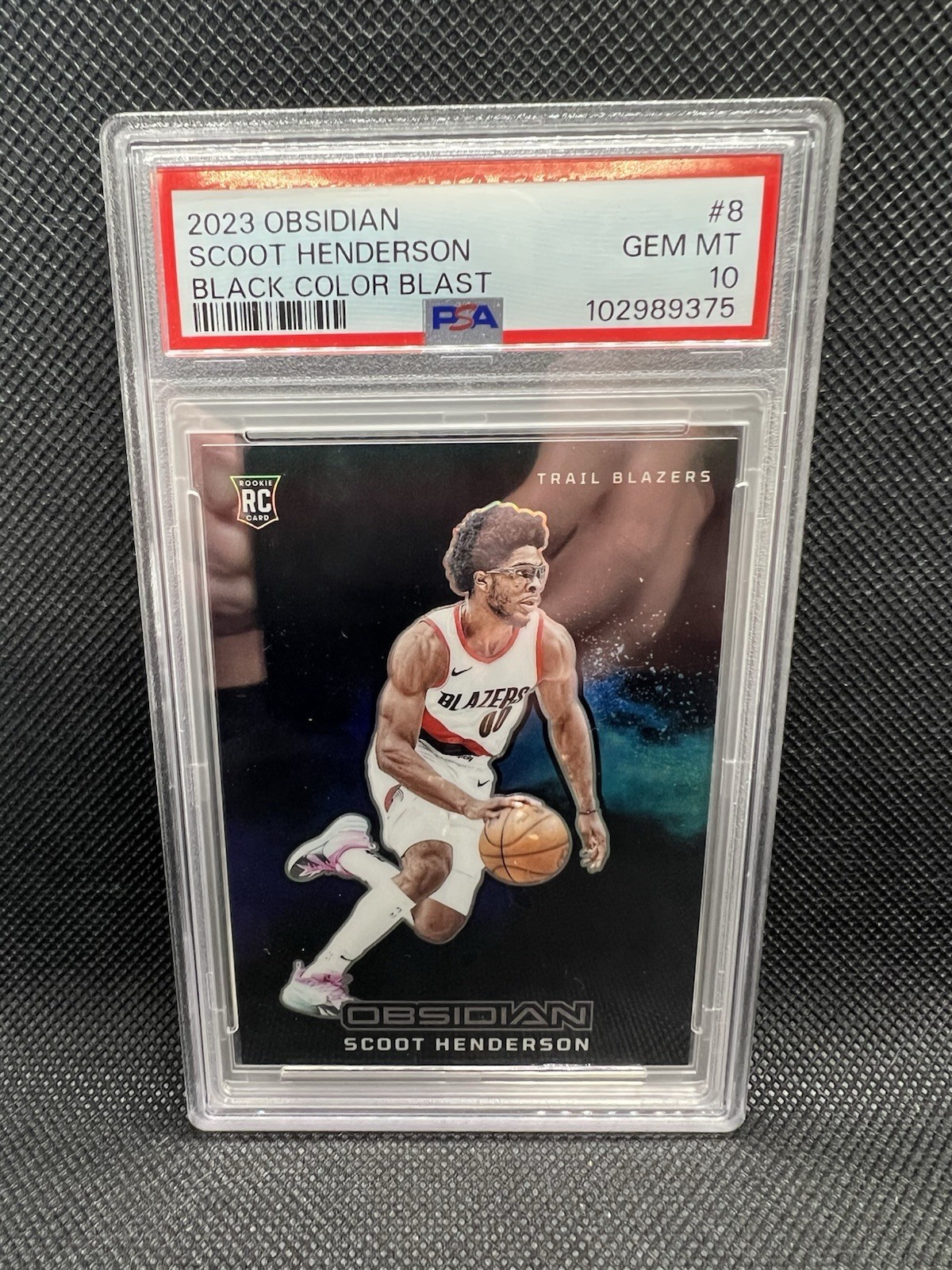 2023-24 Obsidian Scoot Henderson Rookie RC BLACK COLOR BLAST PSA 10 Blazers