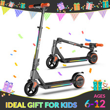 Kids E Scooter, 130W Motor,10 MPH Max Speed,8KM Range,Dual Brake, Ambient Light