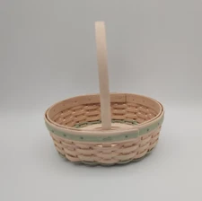 Longaberger 2002  Edition Whitewashed Mint Green Small Easter Basket EUC