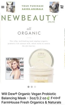 Will Dew Organic Vegan Probiotic Balancing Mask Face 3.2 oz Farmhouse Fresh