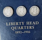 (3) 1893 Barber Quarter P, S and O