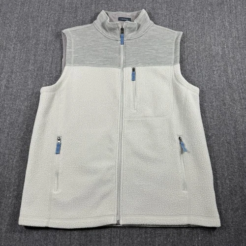 Turtleson Mens L Ivory Sherpa Fleece Vest Full Zip Sage Gray Colorblock - product listing photo