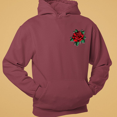 Hoodie rot Rose Taschendruck elegant Blumen Liebe Design Valentinstag Geschenk