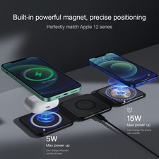 3in1 Wireless Charger Foldable Portable Fast Charging Station For Apple iPhone