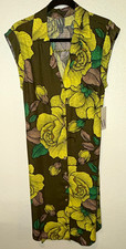 Worthington Olive Green Floral Collared Sleeveless Button Front Belted Midi XS