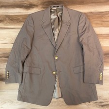 Hart Schaffner Marx Blzer Men's 43R Tan Wool Sport Coat Gold Buttons USA