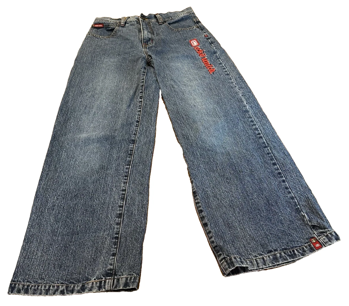 90s ECKO UNLTD デニム 極太 b系 bboy y2k HIPHOP W29x32 Vintage Y2k Ecko Unltd Rhino Graffiti Print Baggy Denim