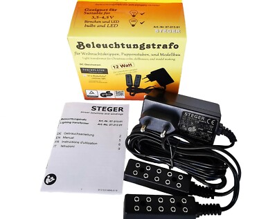 Steger Beleuchtungs-Trafo 10 Steckplätze. - 3,5/4,5Volt - 12 VA (Kahlert 60963)