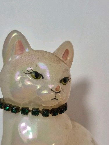 Vintage Fenton Iridescent Opalescent July/January Birthstone Cat Figurine Signed - Picture 10 of 10