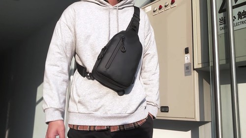 Men's Crossbody Bag Sports Mini Chest Bag Men Fashion Shoulder Bag Daily Tourism - Video 1 of 1