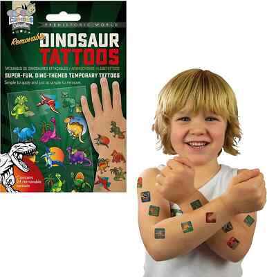 Kinder Tattoos Dinosaurier Temporäres Abnehmbares Tattoo auf Wasserbasis 24er Pack