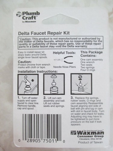 WAXMAN PLUMB CRAFT FAUCET COMPLETE REPAIR KIT FITS DELTA SINGLE HANDLE 75-0115 - Picture 3 of 5
