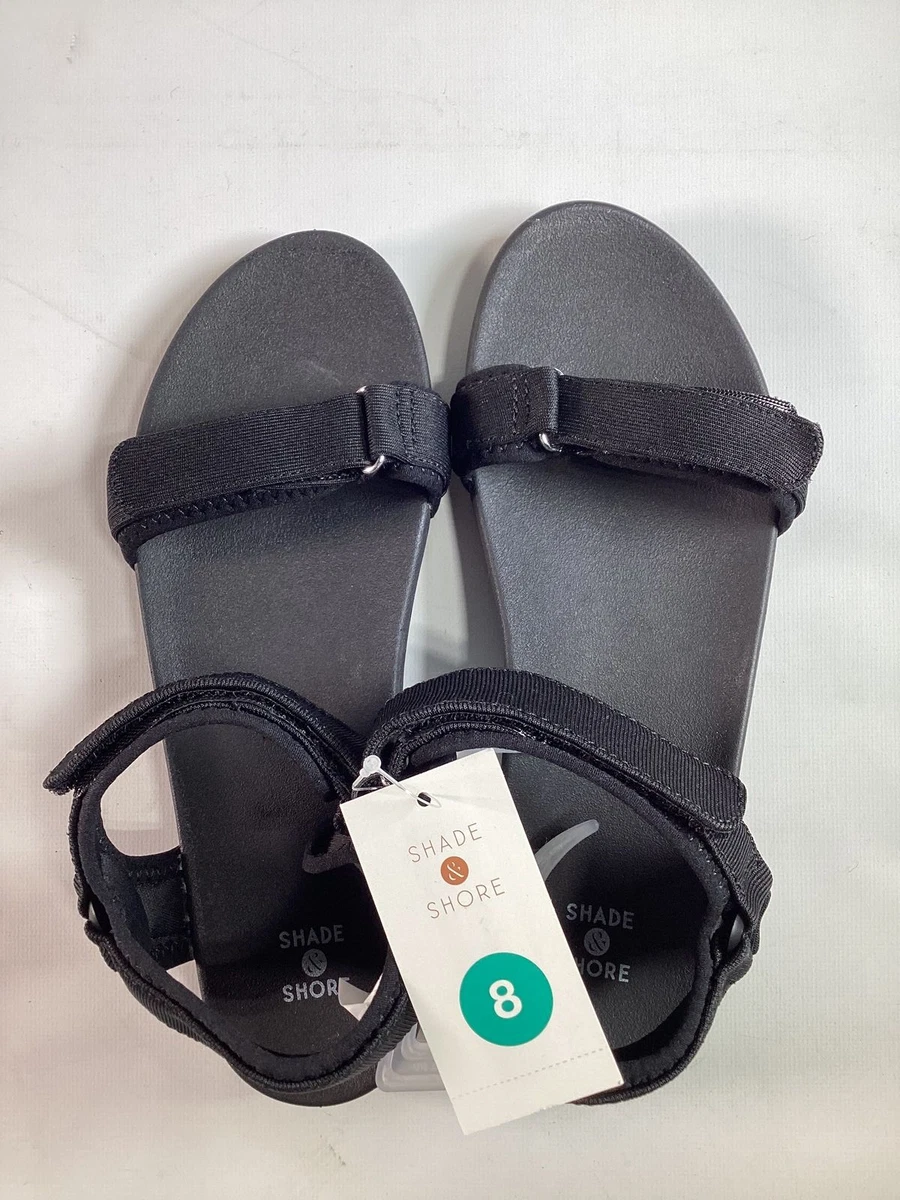 Womens Shade And Shore Black Sandals Size 8 NEW eBay