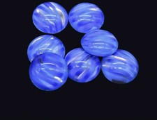 10 Glass Cabochons Blue Transparent Round Foiled 20 mm Vintage