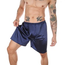 Men Loose Fit Boxer Shorts Soft Pajamas Bottoms Sleepwear Underwear Silk Panties