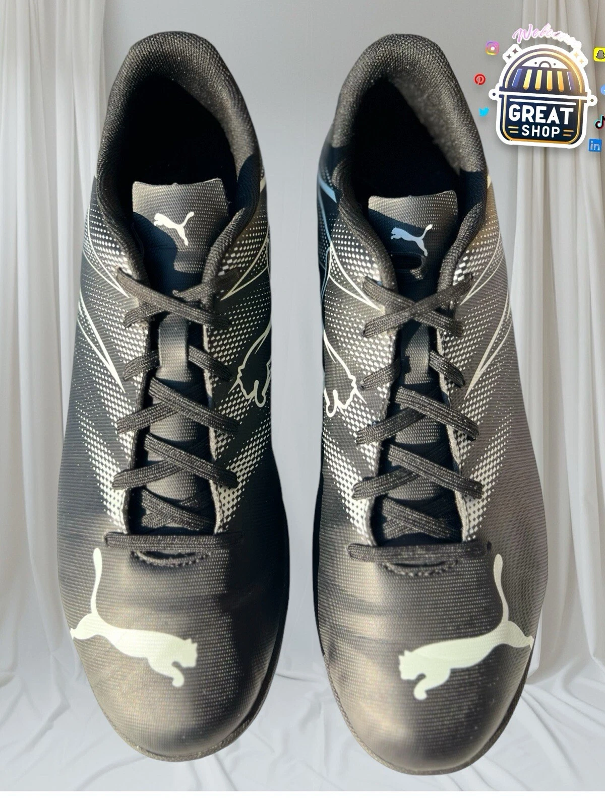 Taglia 10 5 PUMA Attacanto TT Nero Argento Nebbia