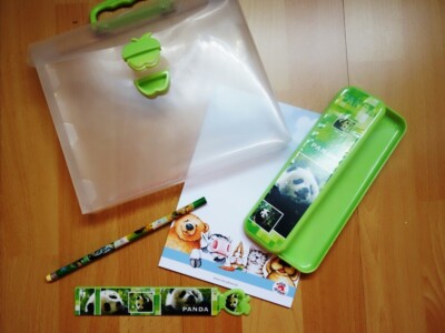 Schreibset  Panda 5 Teile Tasche Stiftbox Bleistift Schreibblock Lineal -neu