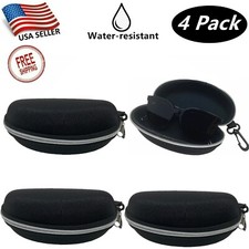 4 Pack of Zipper Shell Eyeglasses and Sunglasses Case w/ Plastic Carabiner Hook