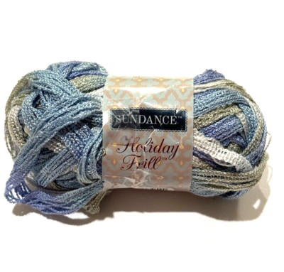 Sundance Holiday Frill Yarn 7101081004 Blue Gray White Sparkle Ruffle NEW READ
