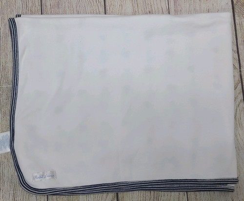 Ralph Lauren Receiving Blanket One Size All Over Teddy Bear Print Cotton Flaw