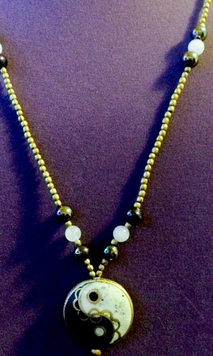 Yin Yang peace Stone unique Beautiful Solid Brass Necklace Dezigns By Zetroc - Picture 9 of 10