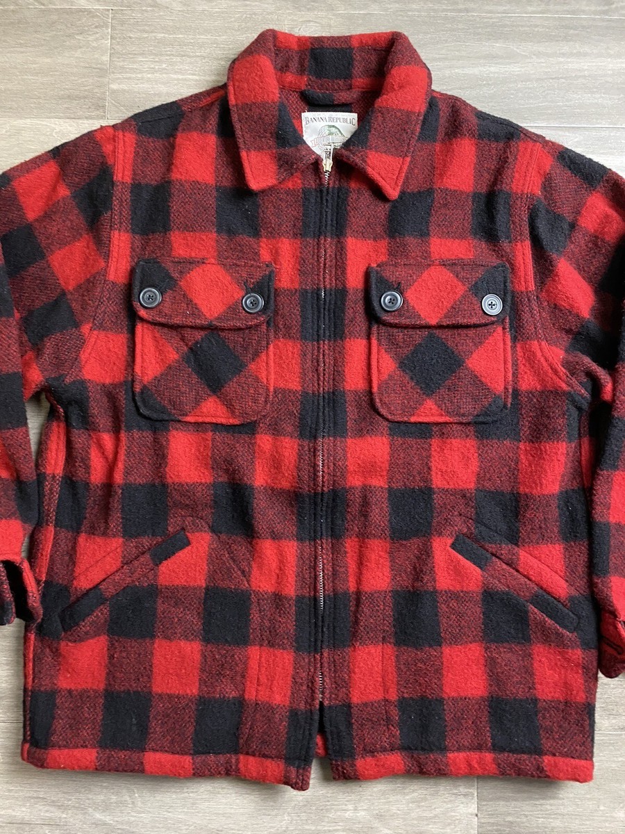 Vintage Banana Republic Buffalo Plaid Lumberjack Wool Shacket Men’s Size  Small