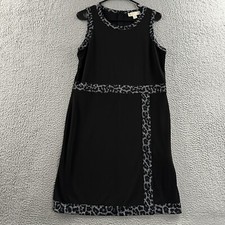 Michael Kors Womens Dress Black Size Medium Animal Print Midi Polyester Blend