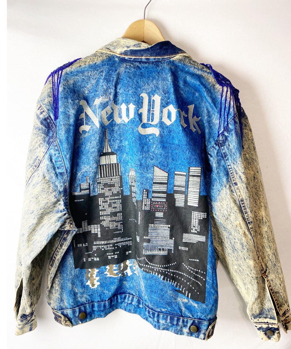 Vtg Large HandPainted New York City Skyline I Love NY City