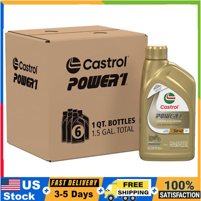 Castrol Power1 4T 5W-40 Full Synthetic Motorcycle Oil 1 Quart x 6 Pack