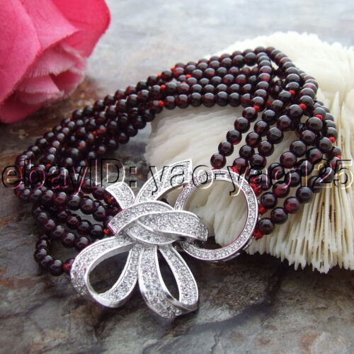 S102911 8'' 6 Strands 4mm Round Garnet Bracelet - 第 1/4 張圖片