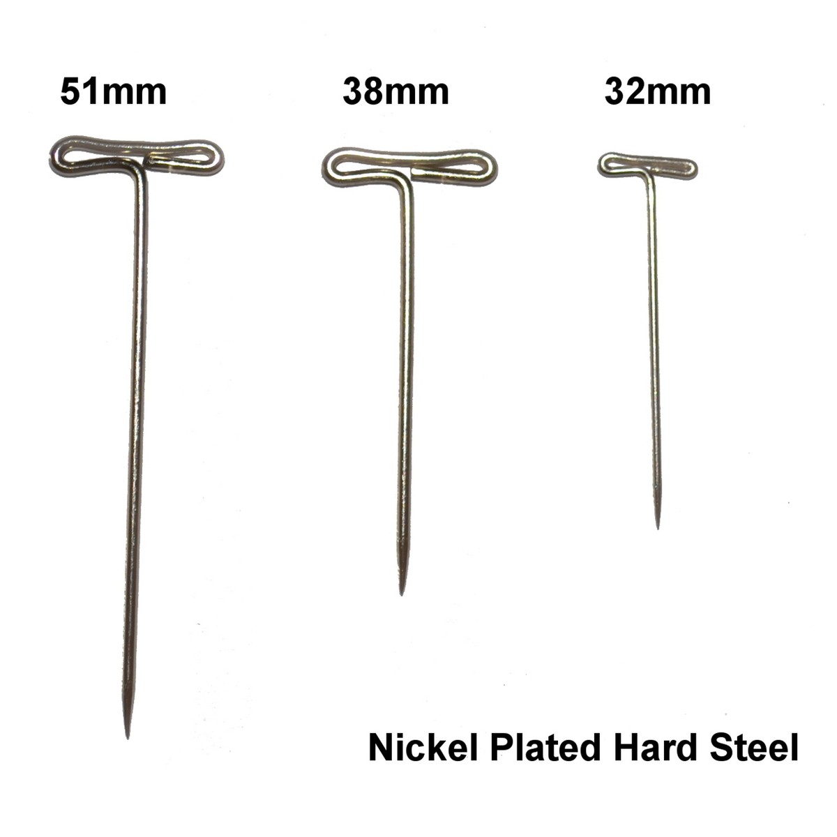 NICKEL PLATED HARD STEEL T PINS T-PIN T-HEAD MACRAME