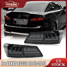 LED Tail Lights for 2007-2012 LEXUS ES350 Black Sequential Animation Rear Lamps