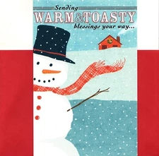 Merry Christmas Warm & Toasty Blessings Snowman Joyfully Yours Greeting Card