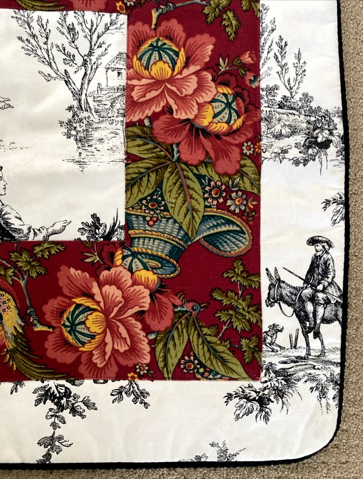 THOMASVILLE Almohada Estándar Falsa Negro Toile Floral Country French Foto 2 de 4