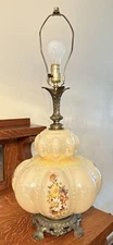 Hollywood Regency Floral Bubble Table Lamp MCM Accurate Casting Co
