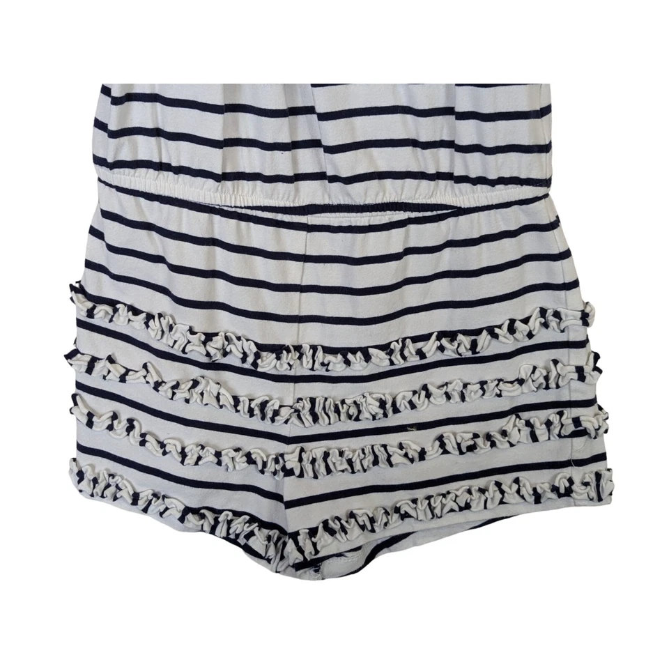 Mameluco Biscotti Niña Talla 6 Náutico Rayado Azul Marino Volantes Playa Marinero 1 Pieza Foto 2 de 4