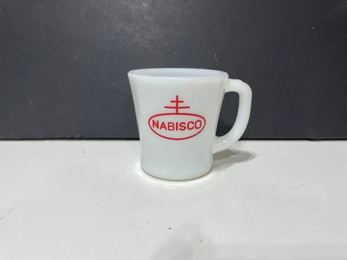 Vintage Fire King Oven Ware Nabisco Milk Glass Mug