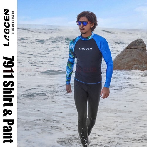 MEN'S RASH GUARDS LONG SLEEVED SURF SNORKELING WATER SPORTS SWIM TOP SHIRTS 7911 - Picture 8 of 8