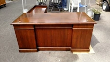 *VINTAGE L SHAPED DESKS WALNUT RIGHT RETURN LOTS OF DETAILWeDeliverLocallyNorCal