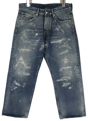 KINGS OF INDIGO Thor Cropped High Rise Wide Leg Jeans Men's W32 Organic Ripped