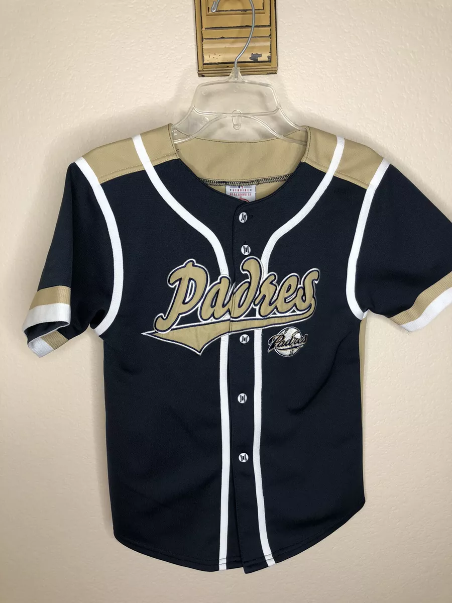 San Diego Padres Stitched Jersey Youth Blue Tan Size L Button Front True  Fan 10y