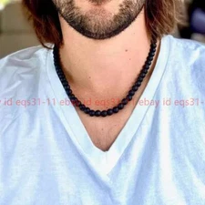 8MM Men Lava Necklace Volcanic Rock Bead Strand Choker Necklace Jewelry 20''