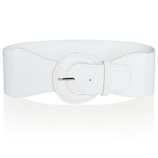 Vintage Women's Belt with PU Leather Buckle - Ladies Wide Elasticated Nurse Belt
