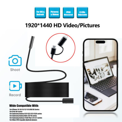 For Samsung Galaxy S23/S22/S21 Z Fold Flip 5/4 Endoscope Snake Inspection Camera