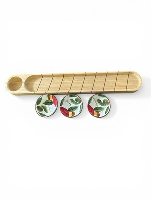Bread Set 4 Pcs -Oil Dipping Bowls 3 And Bamboo Cutting Board W/ Slits