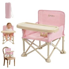 Portable Baby Chair,Portable 3-in-1 Booster Seat with Tray,Folding pink