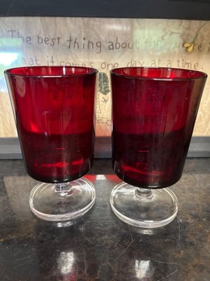 LAROC FRANCE Ruby Red Sherbert Glasses