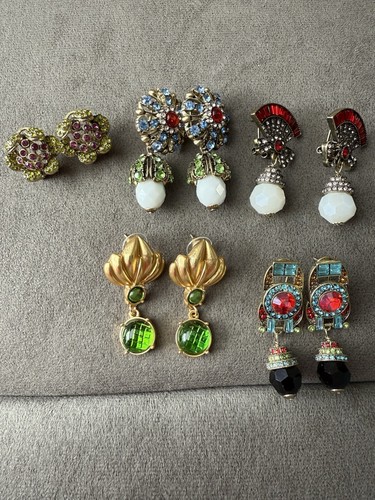 Vintage brass Crystal Drop gold tone Earrings Omega Back (5 pieces)