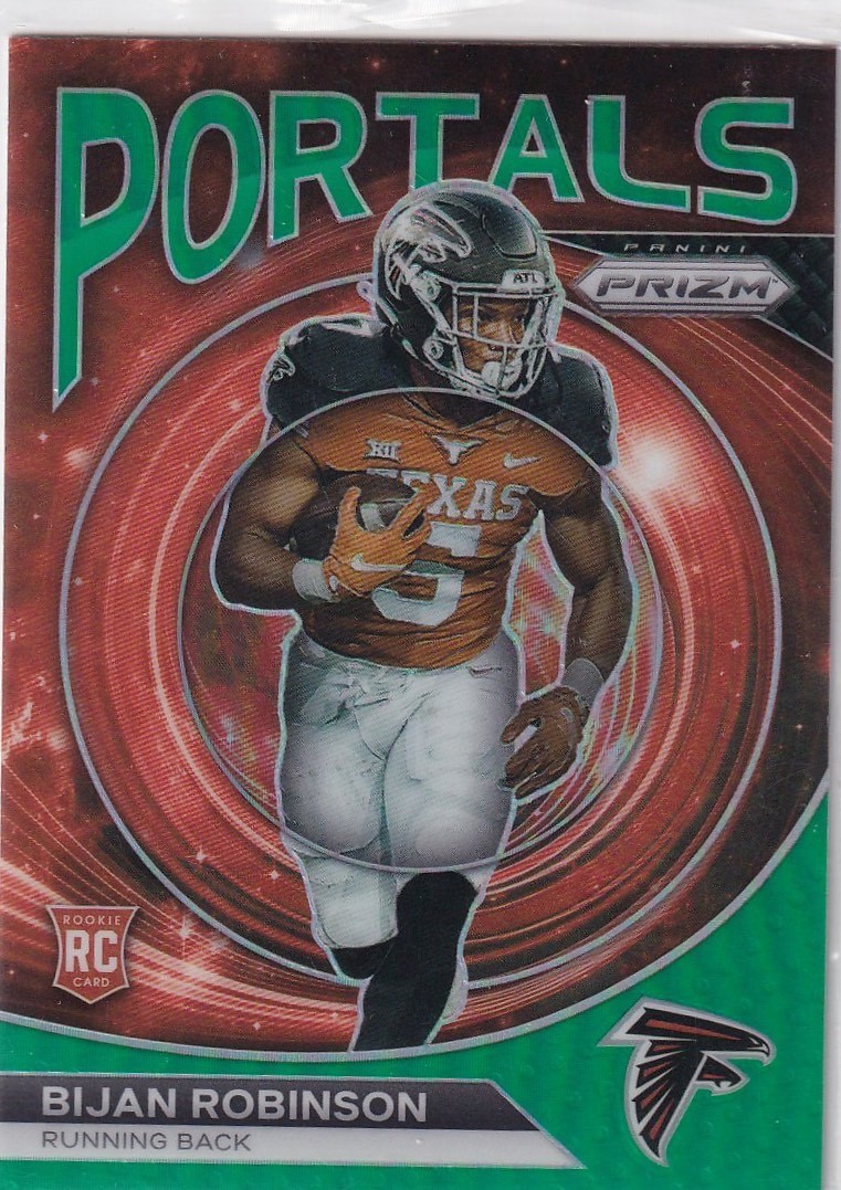 2023 Panini Prizm Portals Green Wave Prizm Bijan Robinson #PO-8 Rookie RC